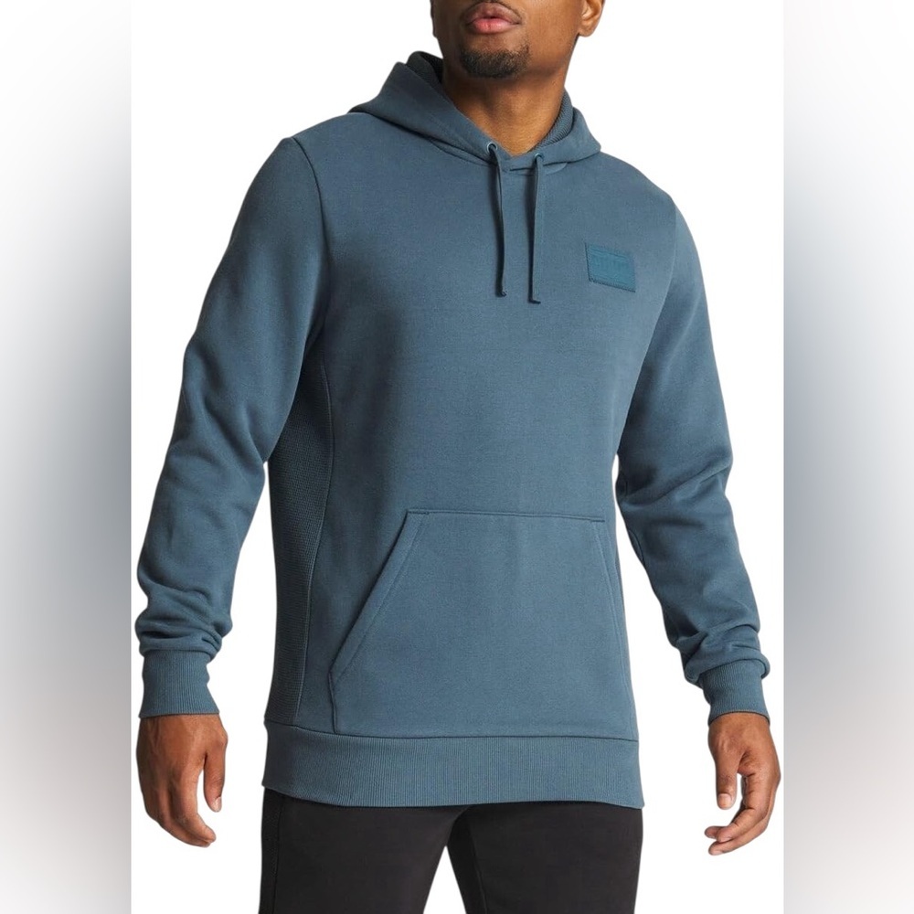 PUMA Essentials Blue Gray Fleece Hoodie Pullover Athleisure Men’s Medium